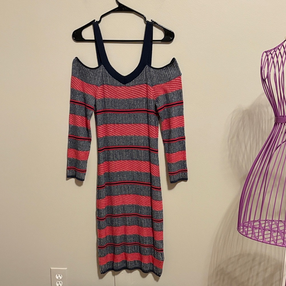 BCBGeneration Red  and Blue Striped Sweater  Dress